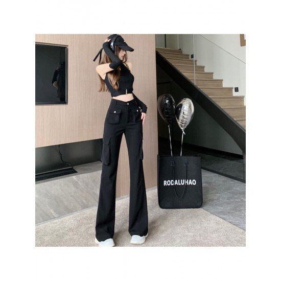  2024 Casual High Waist Women's Black Pants