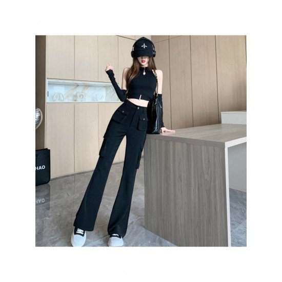  2024 Casual High Waist Women's Black Pants