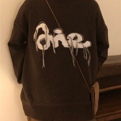  American Retro Crew Neck Men's Loose Knitwear