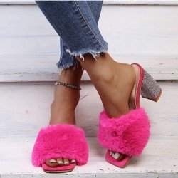  Women's Summer Plush Rhinestone High Heels