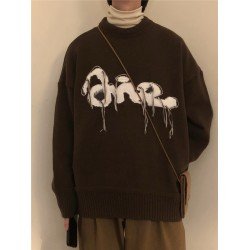 American Retro Crew Neck Men's Loose Knitwear  American Retro Crew Neck Men's Loose Knitwear