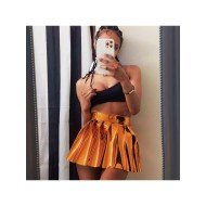  2024 PU Pure Color Versatile Pleated Skirt