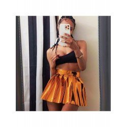 2024 PU Pure Color Versatile Pleated Skirt  2024 PU Pure Color Versatile Pleated Skirt