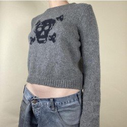  2024 Autumn Round Neck Skull Women's Sweater