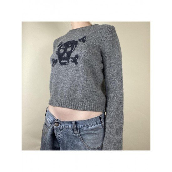  2024 Autumn Round Neck Skull Women's Sweater