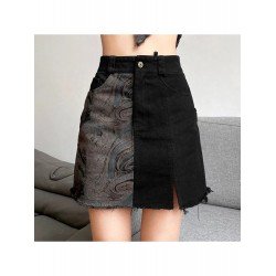 Designer Patchwork Black Short Skirts