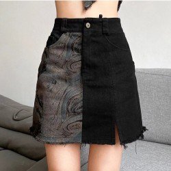 Designer Patchwork Black Short Skirts