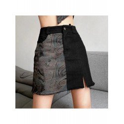 Designer Patchwork Black Short Skirts