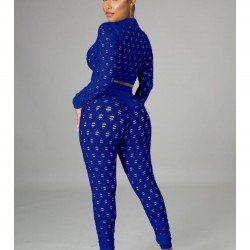 Hollow Out White Matching 2 Piece Trouser Sets