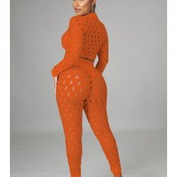 Hollow Out White Matching 2 Piece Trouser Sets