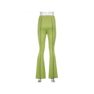  Pure Color High Waist Bell Bottom Pants
