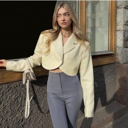  Versatile Solid Color Cardigan Long Sleeve Lapel Coats