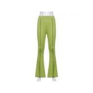  Pure Color High Waist Bell Bottom Pants