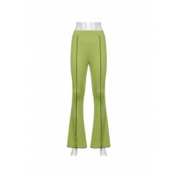  Pure Color High Waist Bell Bottom Pants