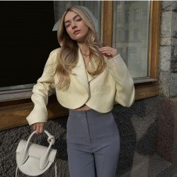  Versatile Solid Color Cardigan Long Sleeve Lapel Coats