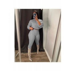 Women Solid Sweater Matching 2 Piece Trouser Sets