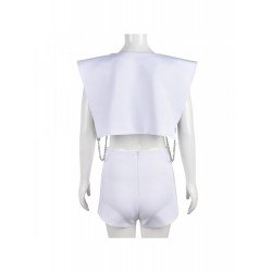  Pure Color Chain Hollowed Out Top And Shorts Sets