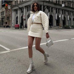 Rhombus Lattice Matching 2 Piece Outfit Skirt Sets