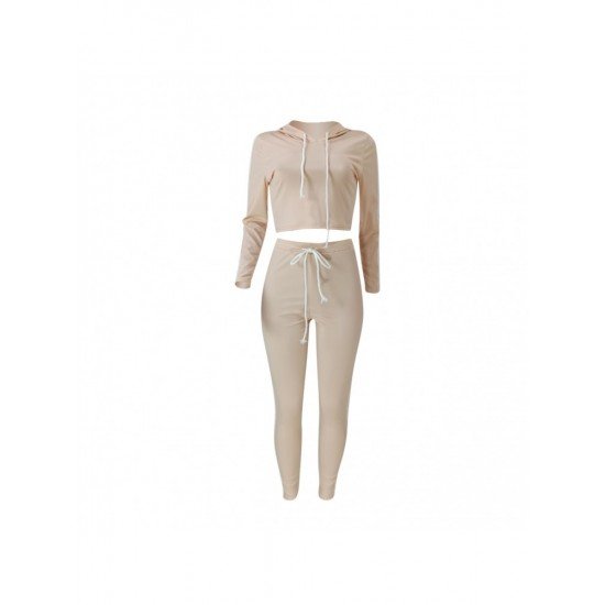 Leisure Pure Color Hooded Women's Trouser Suits Leisure Pure Color Hooded Women's Trouser Suits
