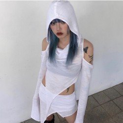 Sexy See Through Cold Sleeve Designer Skirt And Top Sets