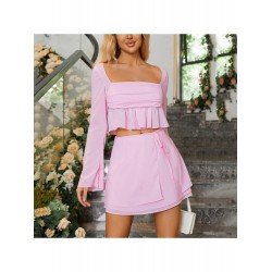 Square Collar Crop Top And Short Skirt Suits  Square Collar Crop Top And Short Skirt Suits