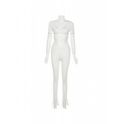 Sexy White Cut Out Matching Cropped Top And Trouser Sets Sexy White Cut Out Matching Cropped Top And Trouser Sets