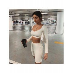 V Neck Solid Matching 2 Piece Trouser Sets