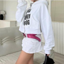  Casual Loose Printing Letter Hooded Women's Hoodie