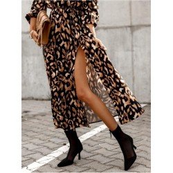 Vacation Printing Split Hem Women's Mid-length Dress  Vacation Printing Split Hem Women's Mid-length Dress