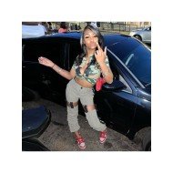  Fashion Casual Hollowed Out Patchwork Women's Pants