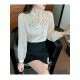  Autumn Satin Embroidery Bead Women's Blouse