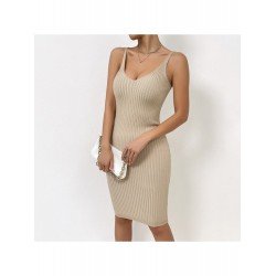 Sexy V Neck Pure Color Sleevelss Dress  Sexy V Neck Pure Color Sleevelss Dress
