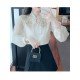  Autumn Satin Embroidery Bead Women's Blouse