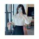  Autumn Satin Embroidery Bead Women's Blouse