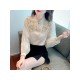  Autumn Satin Embroidery Bead Women's Blouse