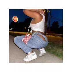 Ladies Cut Out Pencil Jean Trousers Ladies Cut Out Pencil Jean Trousers