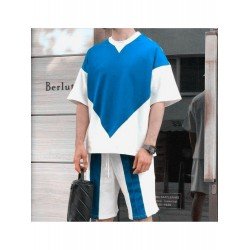 Color Blocking Summer Men 2 Piece Short Sets Color Blocking Summer Men 2 Piece Short Sets