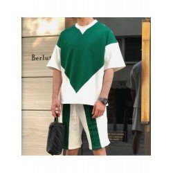 Color Blocking Summer Men 2 Piece Short Sets Color Blocking Summer Men 2 Piece Short Sets