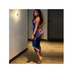 Ladies Backless Halter Printed Sleeveless Maxi Dress Ladies Backless Halter Printed Sleeveless Maxi Dress