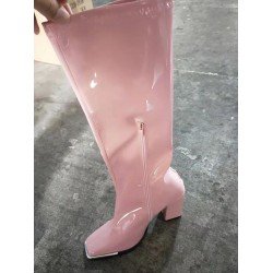 PU Solid Zipper Chunky High Boots PU Solid Zipper Chunky High Boots