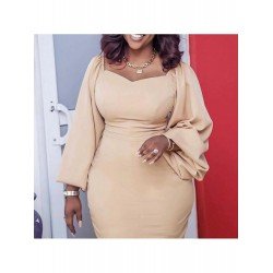 Latest Solid Lantern Sleeve Backless Long Sleeve Dress Latest Solid Lantern Sleeve Backless Long Sleeve Dress