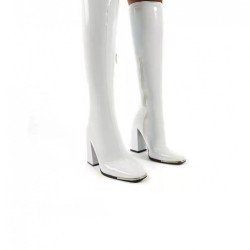 PU Solid Zipper Chunky High Boots