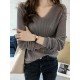  2024 Pure Color V-Neck Women Knitwear