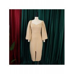 Latest Solid Lantern Sleeve Backless Long Sleeve Dress Latest Solid Lantern Sleeve Backless Long Sleeve Dress