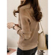  2024 Pure Color V-Neck Women Knitwear