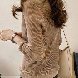  2024 Pure Color V-Neck Women Knitwear