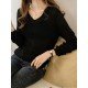  2024 Pure Color V-Neck Women Knitwear