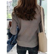  2024 Pure Color V-Neck Women Knitwear