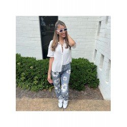 Printed Straight Leg Blue Women Jeans Printed Straight Leg Blue Women Jeans