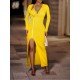  2024 Pure Color Slim Split Hem Long Dress
